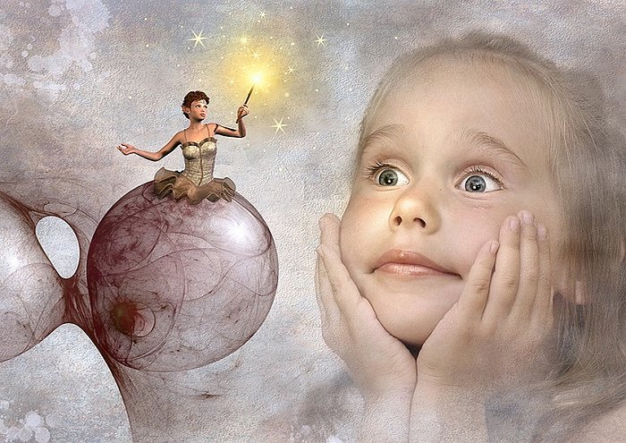 Fantasy Child Elf Fee Girl Cheerful Fairy Tales